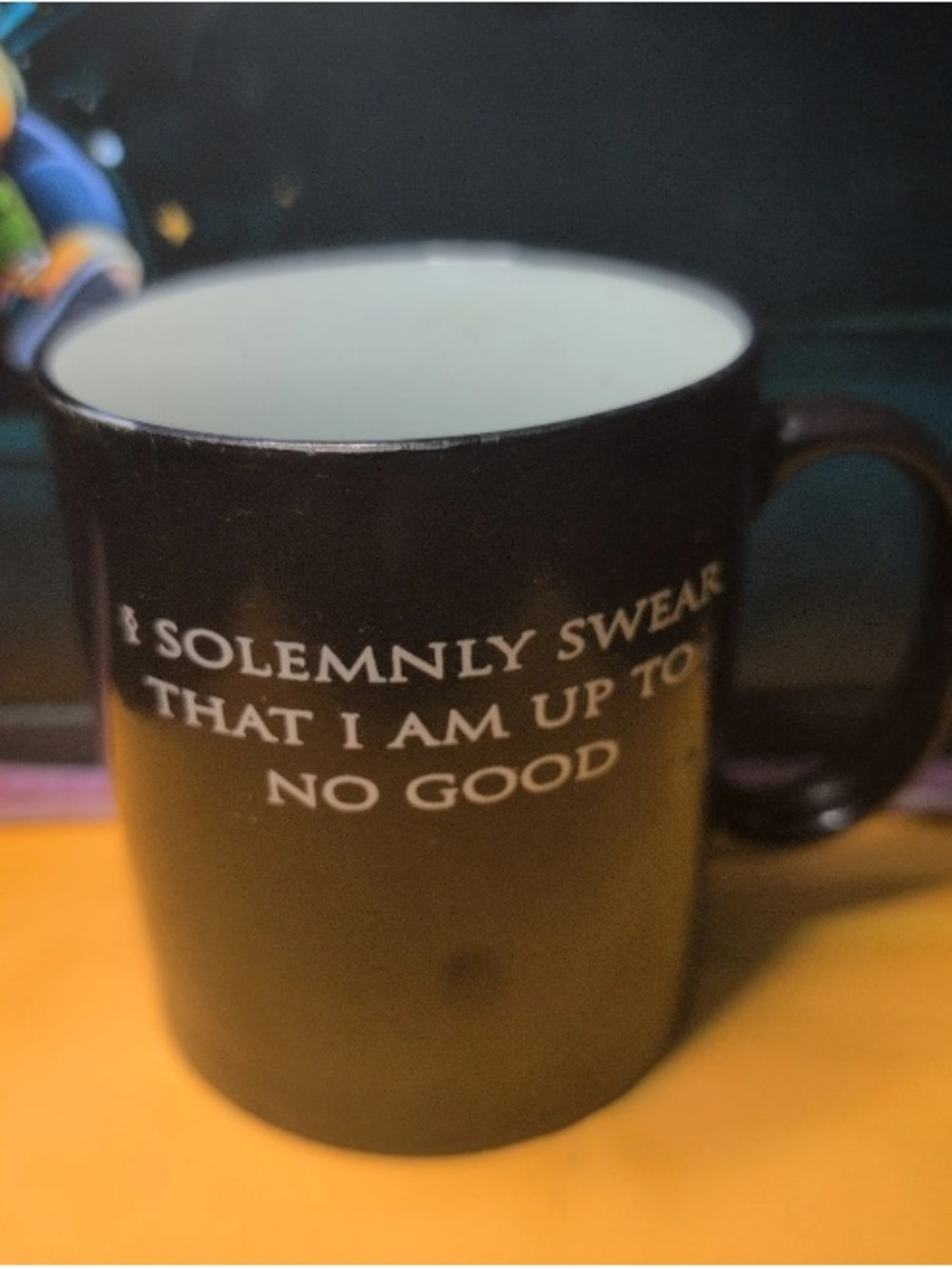 Black Ceramic Mug with White Text - I Solemnly Swear